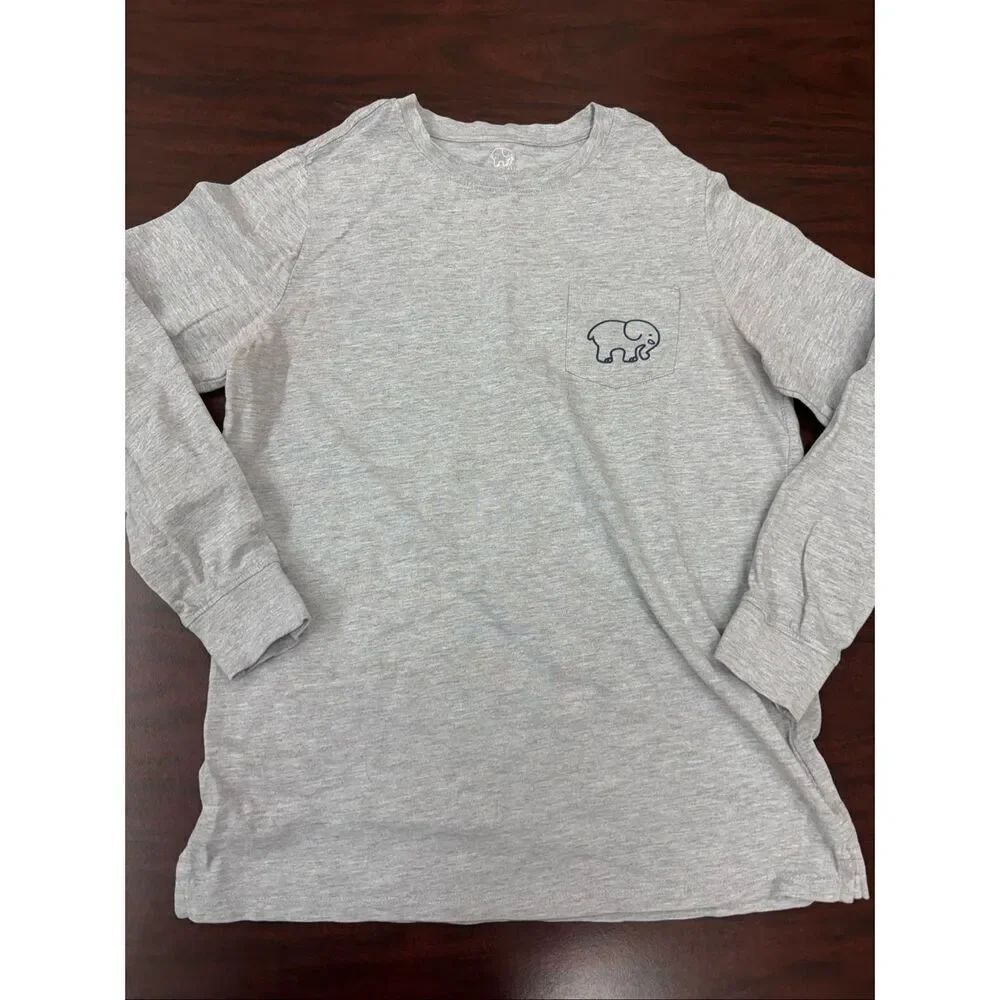 Vineyard Vines Grey Long Sleeve Book Graphic Pocket Tee Size Medium